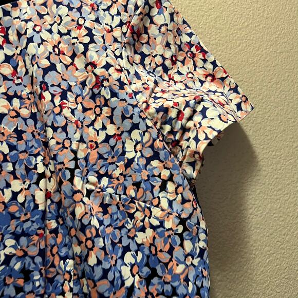 Talbots Blue Ombre Sheath Short Sleeve Flower Floral Dress Plus Size 16 - Picture 5 of 10
